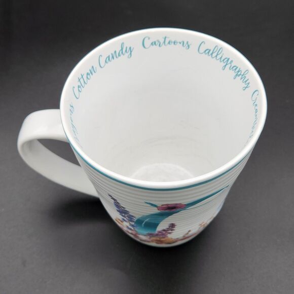 Lisa Audit Letter "C" Mug Cup Ribbed Floral Words Cotton Candy Chocolate Cats - Picture 7 of 8